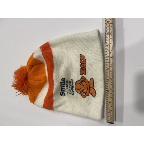 Vintage ZIGGY Comics Orange And cream Beanie Hat ORLON MADE IN USA Rare - Picture 4 of 5